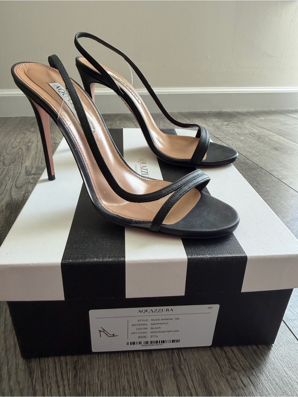 Aquazzura Black/Nude Sandal 105 in Black – Size 37.5